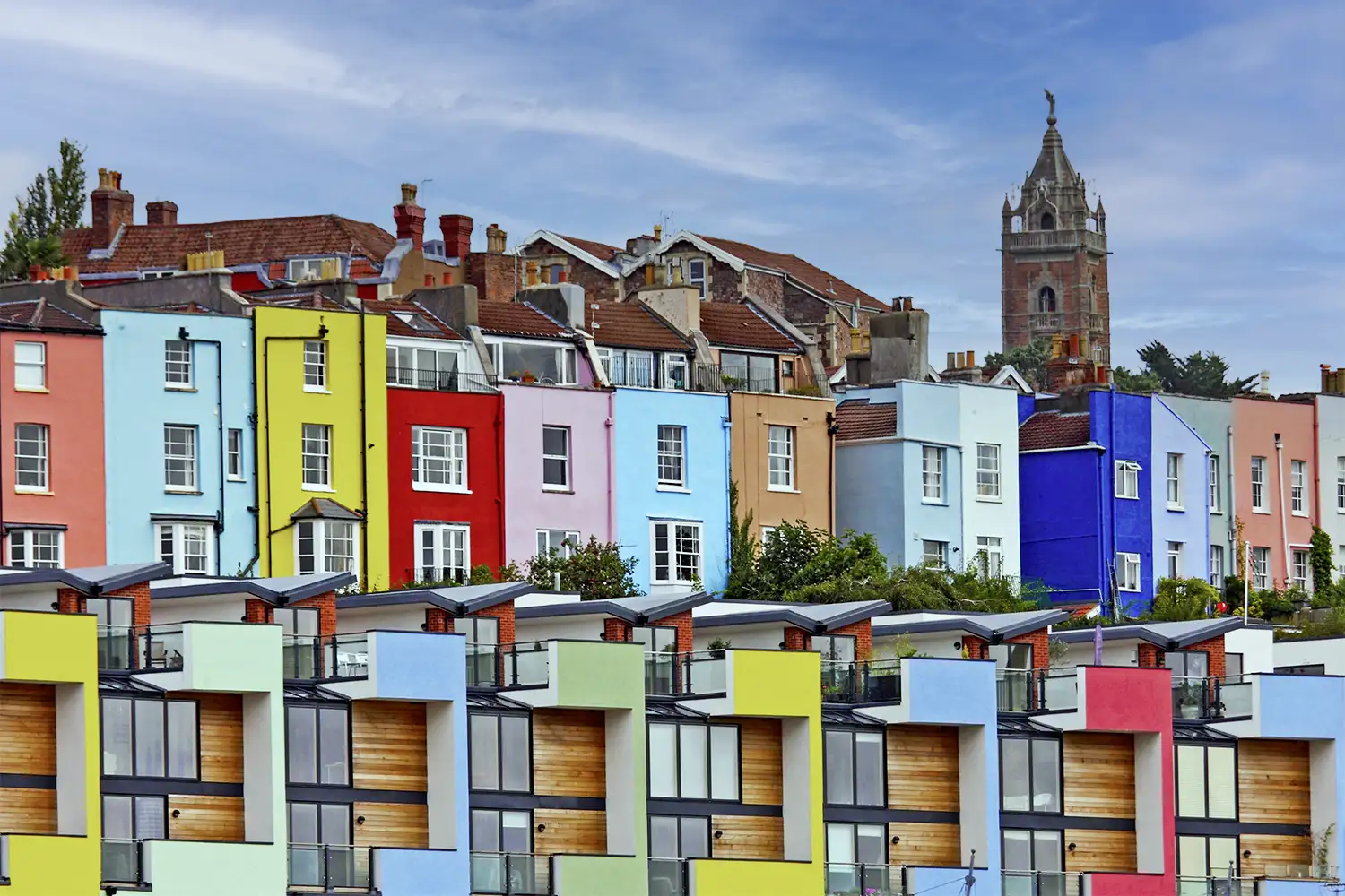 Farbige Häuser in Bristol